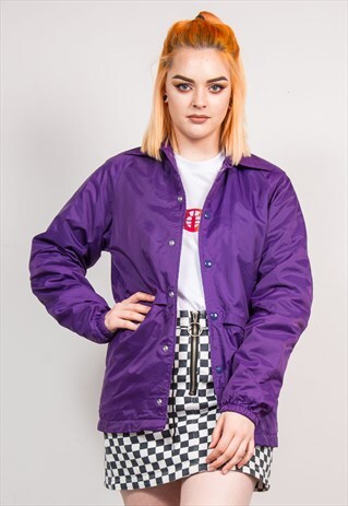 VINTAGE 90'S PURPLE USA COACH SPORTS FLEECE LINED JACKET