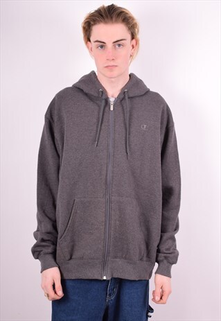 CHAMPION MENS VINTAGE HOODIE JACKET XL GREY 90'S