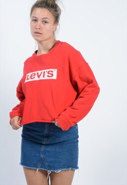 Vintage Levi's Cropped Sweatshirt Red