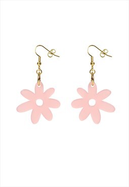 Flower power single drop earrings in pink frost