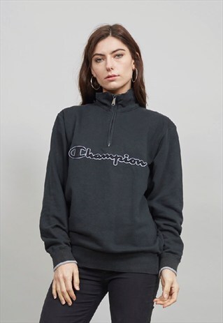 VINTAGE 90'S MOSS GREEN ZIP UP CHAMPION SWEATER