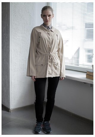 VINTAGE 90'S BEIGE BUTTON UP JACKET