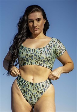 Fonda short sleeve bikini Top Only - Gum Leaf