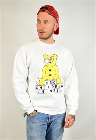 VINTAGE RARE 1986 BBC CHILDREN IN NEED WHITE SWEATER UNISEX