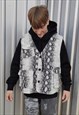 CARGO POCKET PYTHON VEST SNAKE PRINT THIN GILET JACKET CREAM