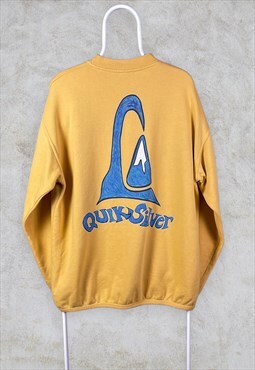 Vintage Yellow Quiksilver Sweatshirt Surf XL