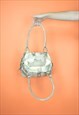 VINTAGE GREY LEATHER PRINT 80'S SHOULDER BAG
