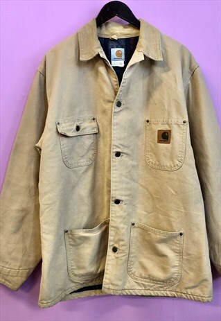 VINTAGE CARHARTT WORKWEAR CREAM MICHIGAN COAT