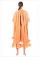 RUFFLE HEM OVERSIZED DRESS WITH BELT IN ORANGE