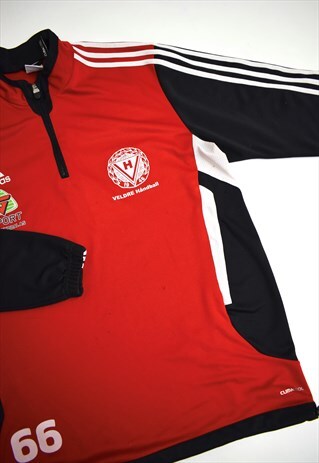 VINTAGE 90S ADIDAS RED BLACK 3/4 ZIP SWEATSHIRT