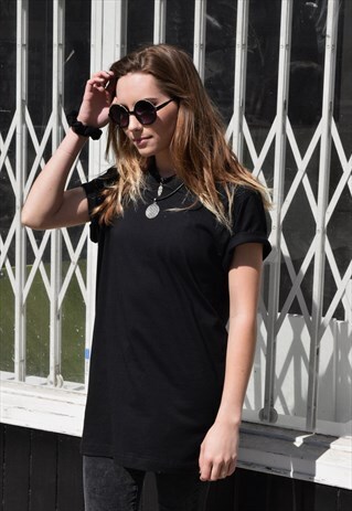 NEW PLAIN BLACK OVERSIZE TEE T SHIRT TOP
