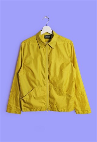 VINTAGE Y2K PAPER-THIN WINDBREAKER ZIP JACKET YELLOW