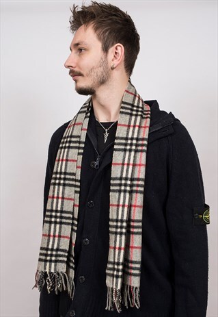 VINTAGE BURBERRY GREY CASHMERE SCARF