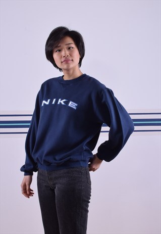 NAVY NIKE EMBROIDERED SWEATSHIRT
