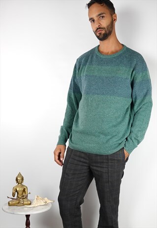 VINTAGE KAPPA WOOL JUMPER KNITTED SWEATER FAIR ISLE GREEN