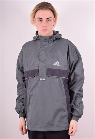 ADIDAS MENS VINTAGE PULLOVER JACKET MEDIUM GREEN 90S
