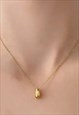 18ct Gold Plated Water Drop Pendant Necklace on curb chain