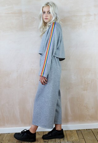 GREY RAINBOW CROP PANTS CO-ORDINATES