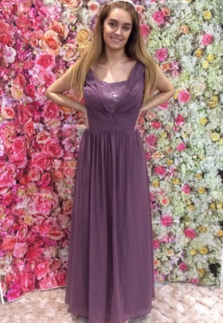 SEQUIN PROM, EVENING OR BRIDESMAIDS CHIFFON DRESS