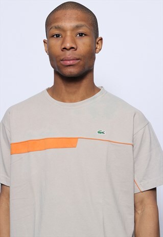VINTAGE LACOSTE T-SHIRT LOGO BEIGE BROWN