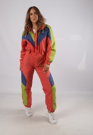 VINTAGE SKIN FULL SKI SUIT SNOW SPORTS PETITE UK 8 XS (9BP)