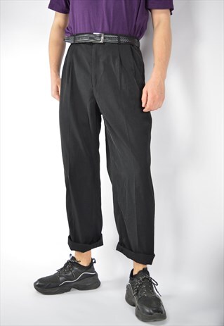 Vintage black classic 80's straight suit trousers 