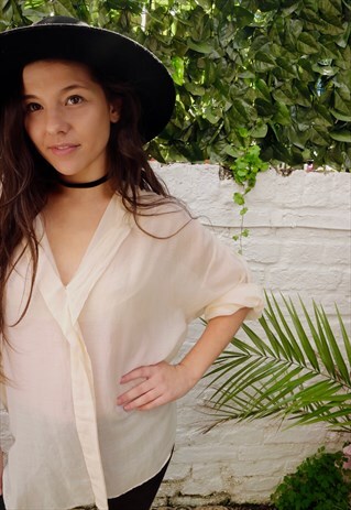 FLOATY BOHO CREAM SHEER BLOUSE