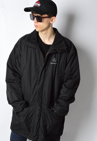 VINTAGE 90S MINIMALIST BLACK MERCEDES BENZ PADDED COAT