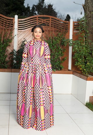 MOUNA AFRICAN PRINT MAXI DRESS