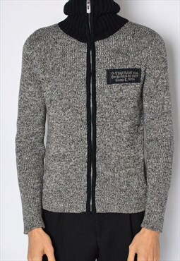 Y2K Grey Knit Grunge Zipper Jacket