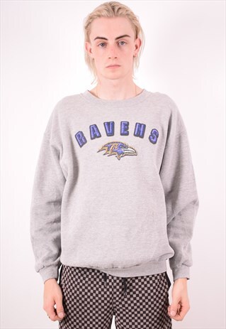 NFL MENS VINTAGE SWEATSHIRT JUMPER LARGE GREY 90S