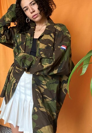 VINTAGE CAMO PATTERN MILITARY 90S GRUNGE UNISEX SHIRT