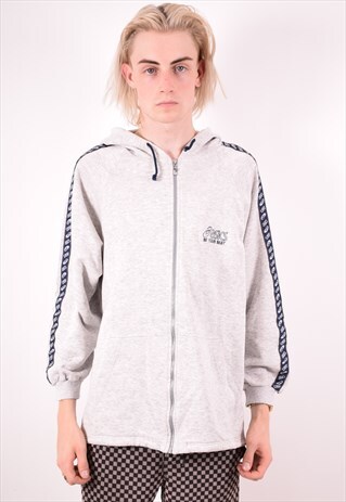 ASICS MENS VINTAGE HOODIE JACKET LARGE GREY 90S