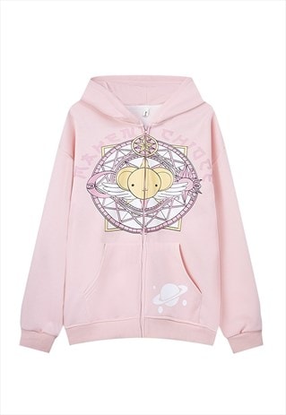 ANIME HOODIE JAPANESE CARTOON PULLOVER KAWAII TOP IN PINK