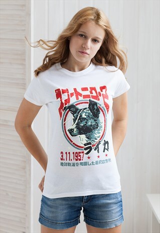 LAIKA THE SPACE DOG - JAPANESE SHIRT - SOVIET JAPAN RETRO