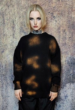 Cloud sweater paint splatter jumper knit tie-dye top brown