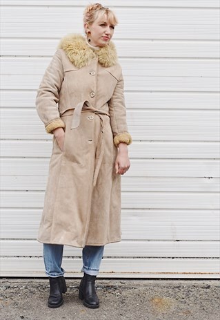 VINTAGE 70 SUEDE TRENCH PENNY LANE SHEARLING COAT