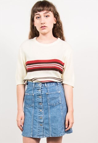 VINTAGE 90'S KNIT RED STRIPED RIBBED TOP