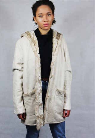 VINTAGE / SUEDE STYLE - FAUX FUR / COAT