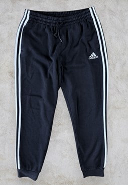 Black Adidas Joggers Sweatpants Striped Men's Medium