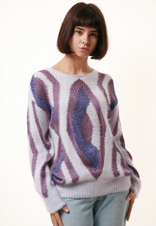 80S VINTAGE OVERSIZED MULTI WOOL KNITWEAR JUMPER 1123
