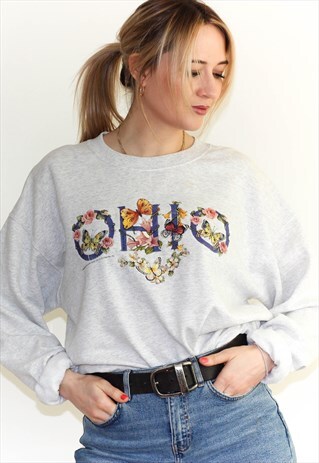 VINTAGE 90'S OHIO MARL GREY SLOUCHY FIT SWEATSHIRT