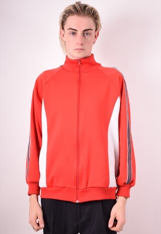 MENS VINTAGE TRACKSUIT TOP JACKET MEDIUM RED 90S