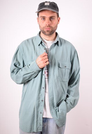 THE NORTH FACE MENS VINTAGE SHIRT LARGE GREEN 90S