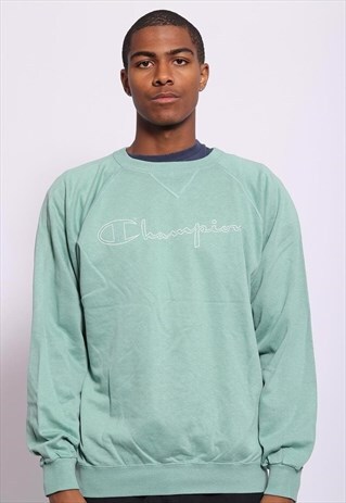 VINTAGE CHAMPION PRINT LOGO SWEATSHIRT GREEN