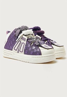 Chunky sneakers edgy platform trainers retro shoes in purple