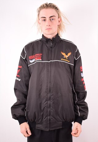 MENS VINTAGE HONDA HARRINGTON JACKET LARGE BLACK 90S