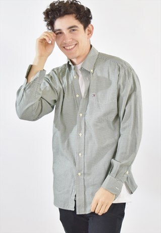 VINTAGE 90S GREEN CHECKERED TOMMY HILFIGER SHIRT