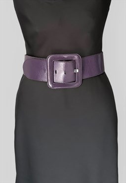 80's Ladies Vintage Purple Leather Wide Belt