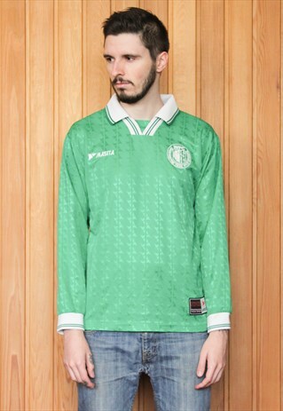 VINTAGE 1990S GREEN LONG-SLEEVED FOOTBALL SHIRT